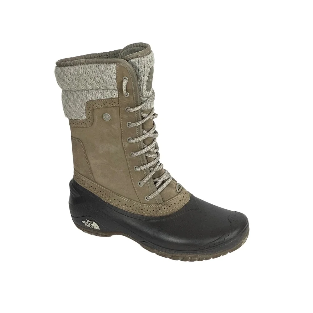 The North Face Shellista II Lace Up Winter Boots Tan Brown‎ Faux Fur Womens 9.5